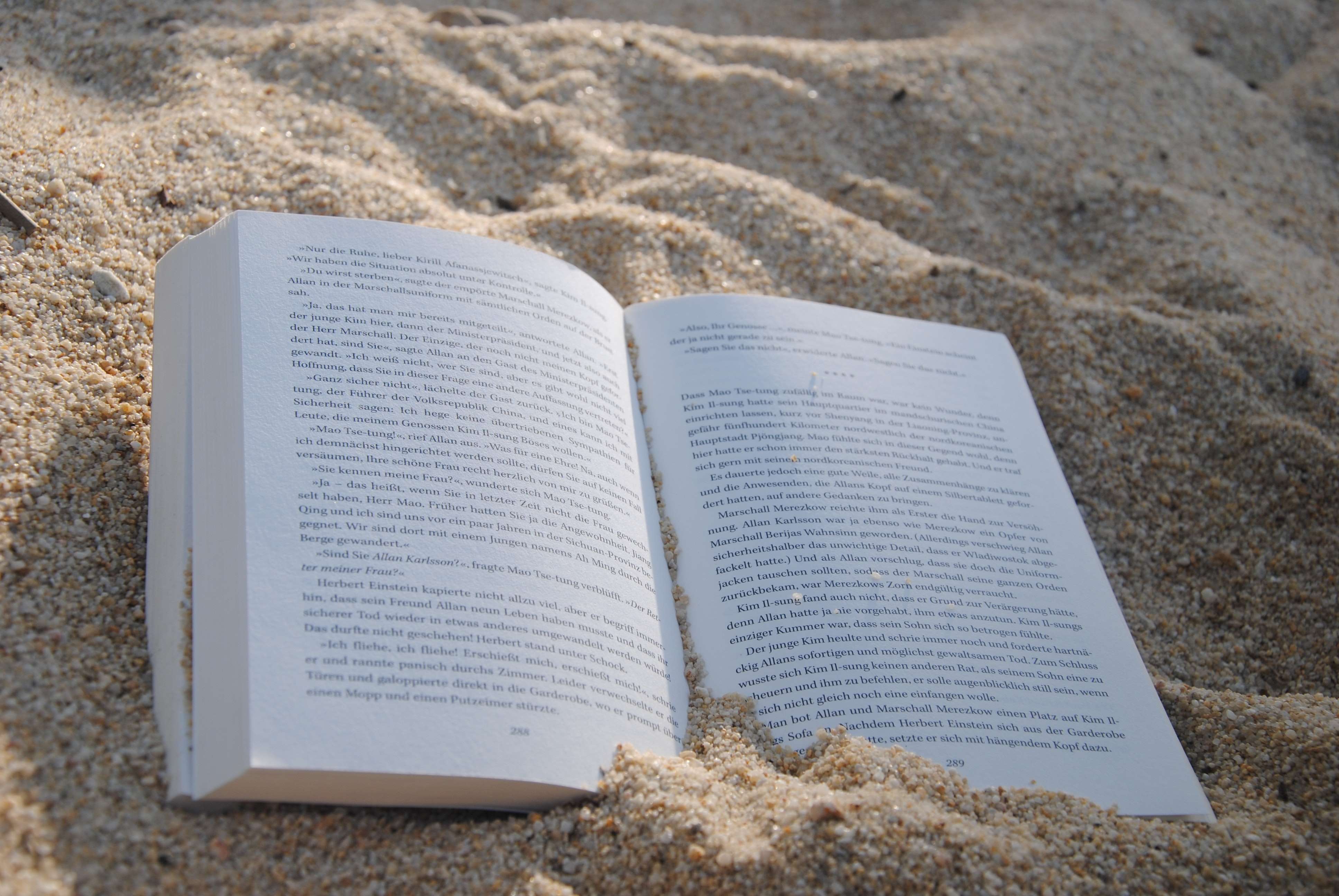 boek, strand, zand